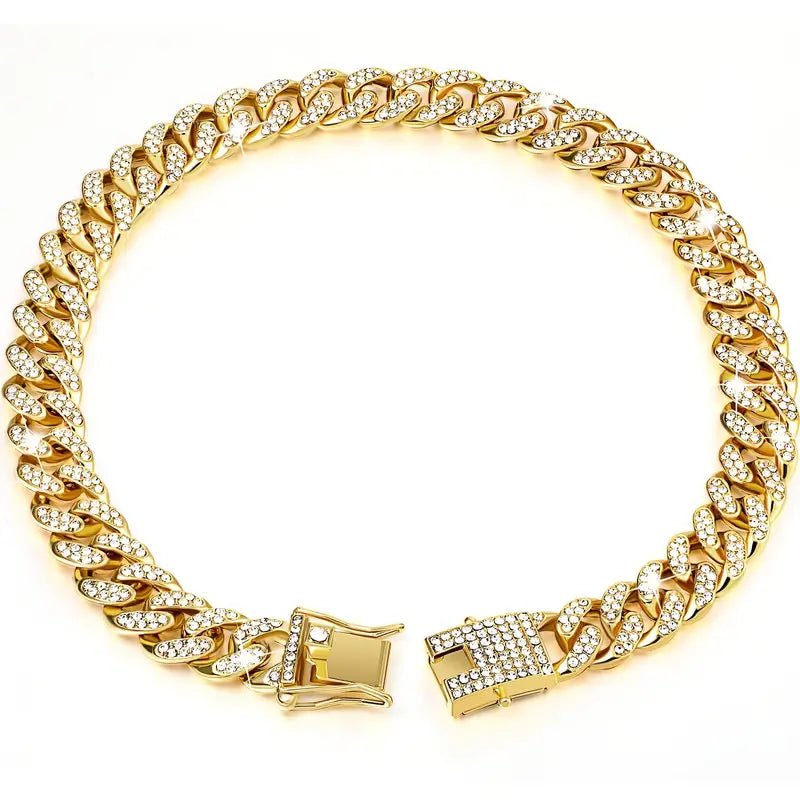 Gold Dog Collar Walking Chain With Secure Buckle - Best Buddy Store