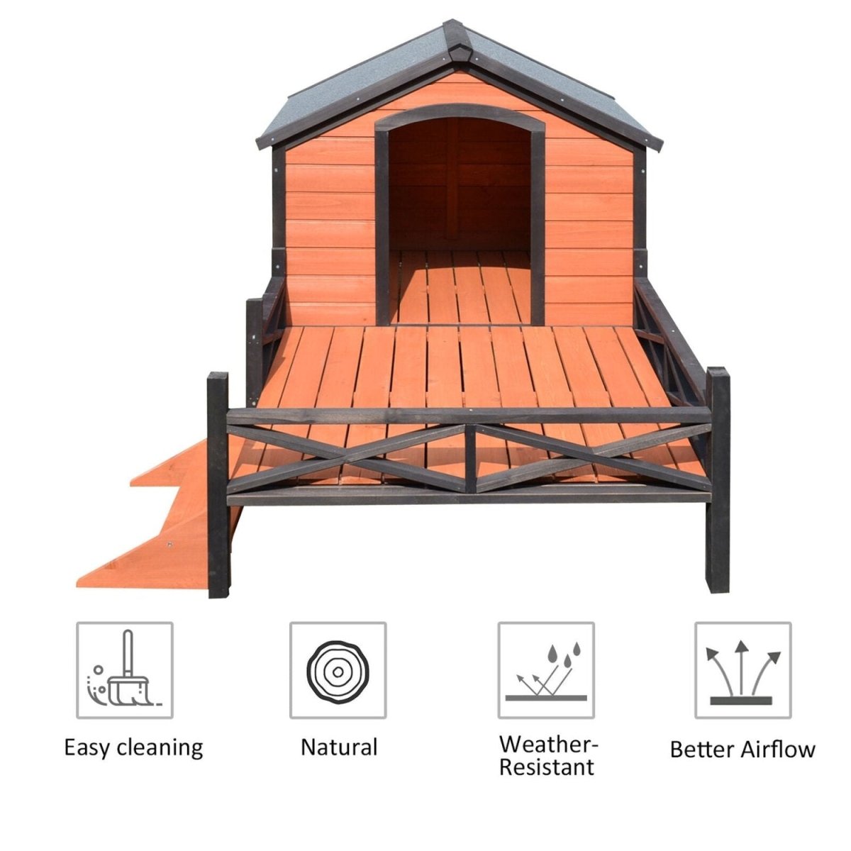 Outdoor Elevated Wooden Dog House - Best Buddy Store