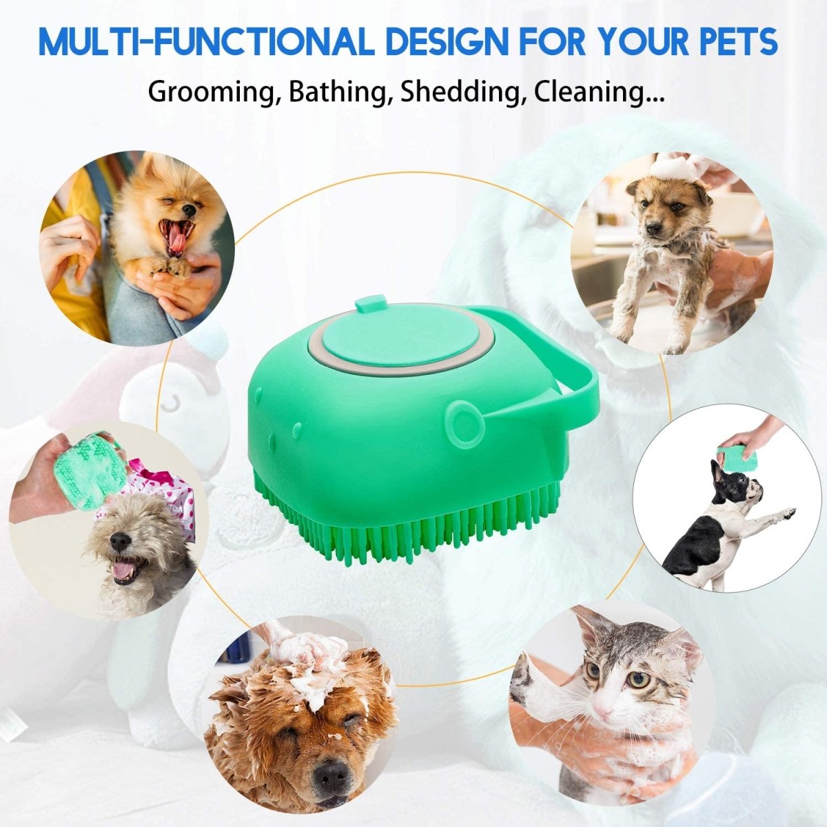 Pet Grooming Brush for Bathing and Shedding Short Hair Soft Silicone - Best Buddy Store