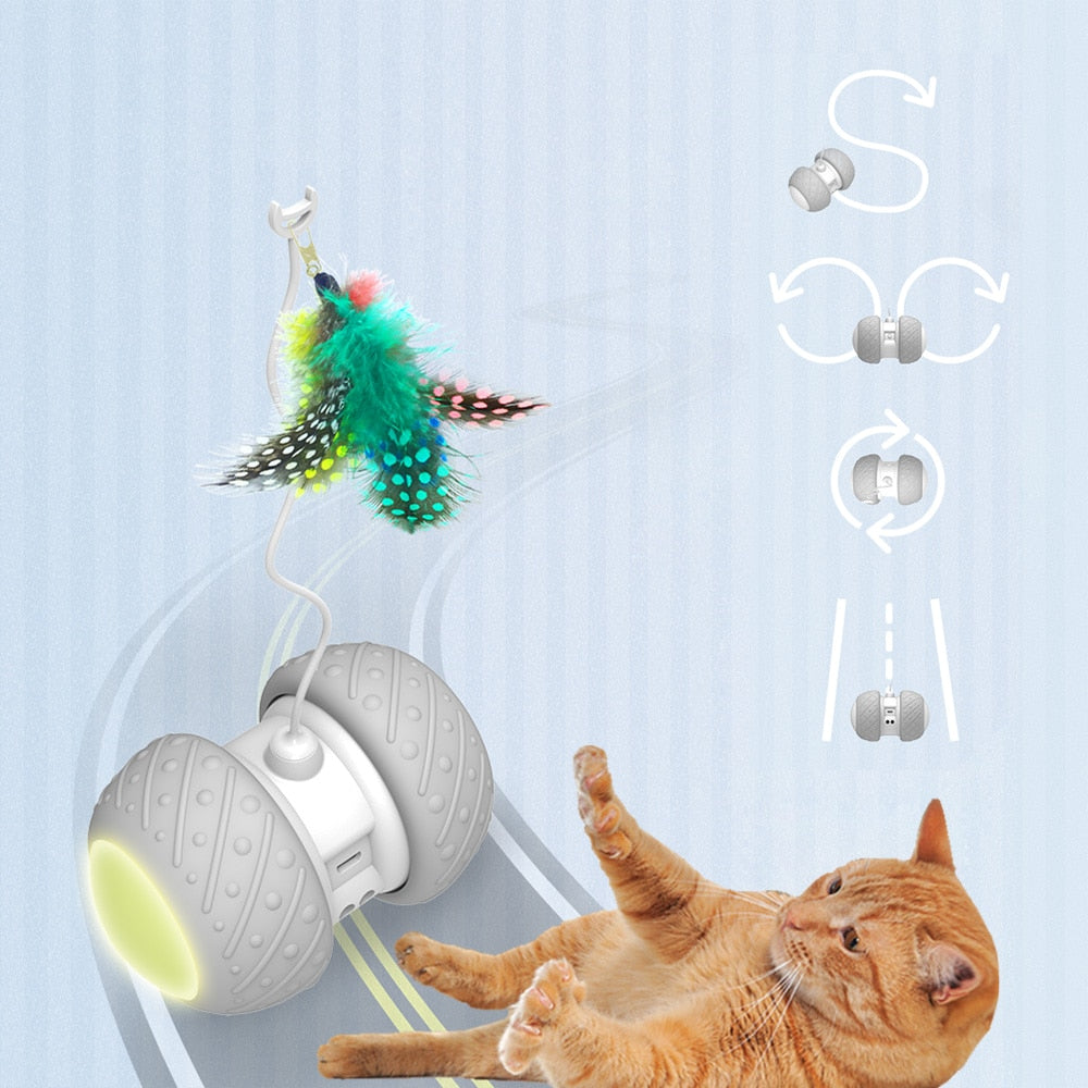 Smart Interactive Cat Toy Rotating Model Toy Cats Funny Pet Game Electronic Cat Toy LED Light-Feather Toys Kitty Balls - BestBuddyStore