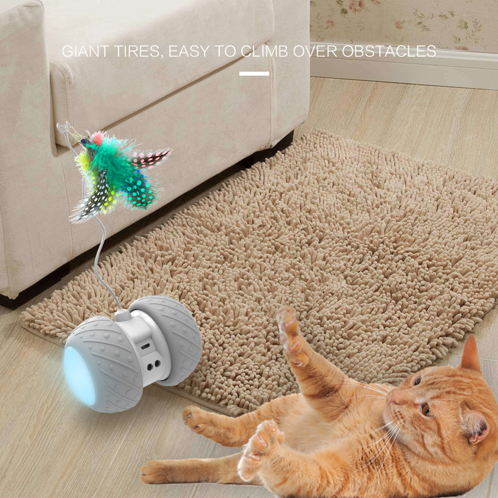 Smart Interactive Cat Toy Rotating Model Toy Cats Funny Pet Game Electronic Cat Toy LED Light-Feather Toys Kitty Balls - BestBuddyStore