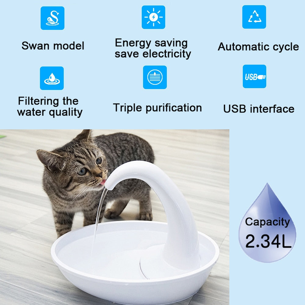 Quiet Automatic Electronic Water Fountain For Cat And Dog Swan Pet Drinking Fountain Water Dispenser - BestBuddyStore