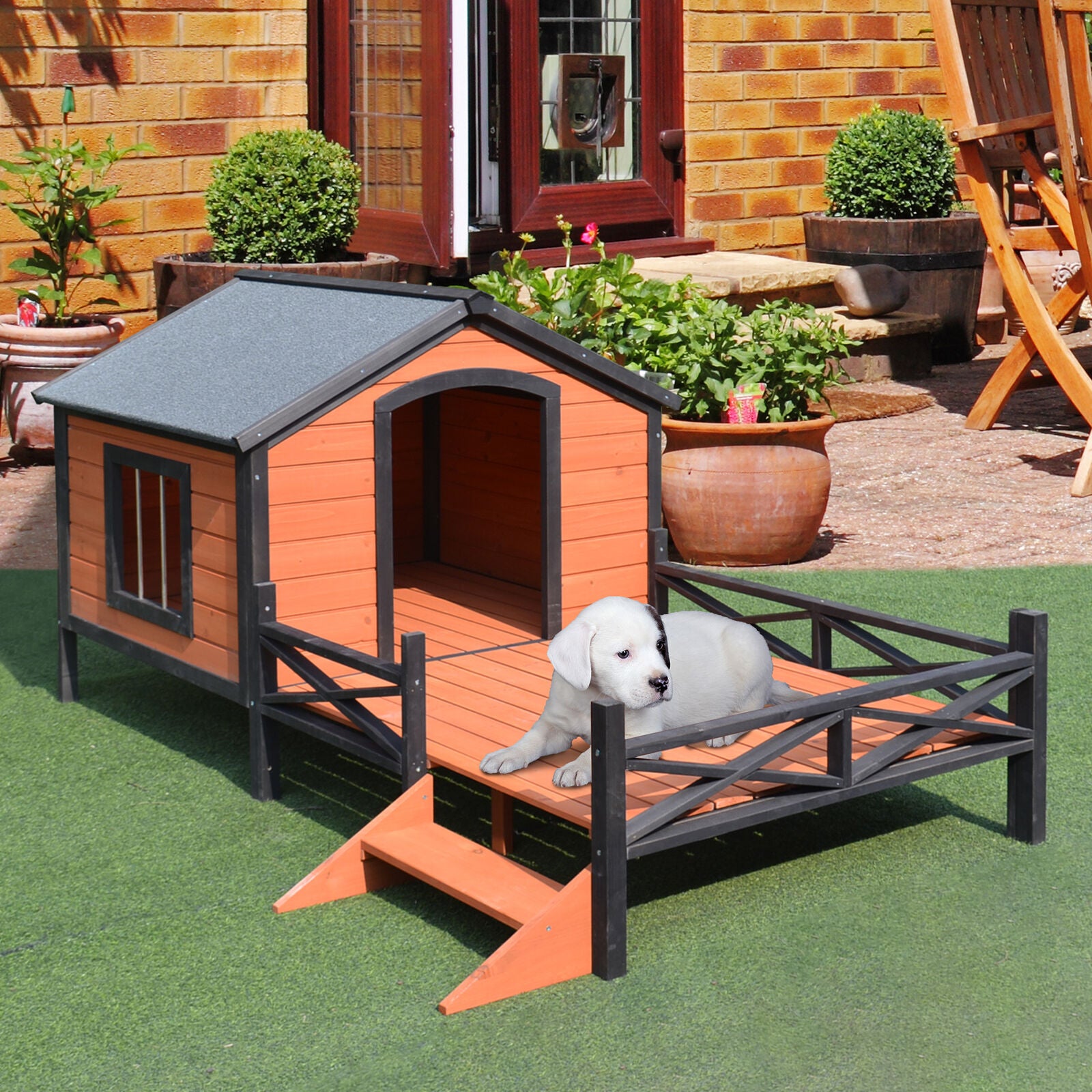 Outdoor Elevated  Wooden Dog House - BestBuddyStore