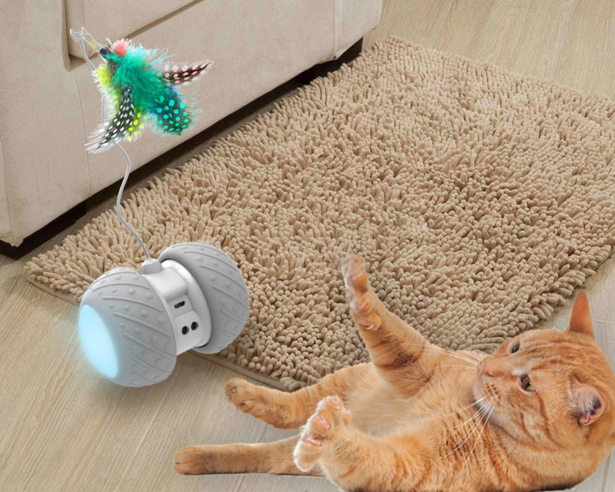 Smart Interactive Rotating Funny Cat Toy Light-Feather Ball ...