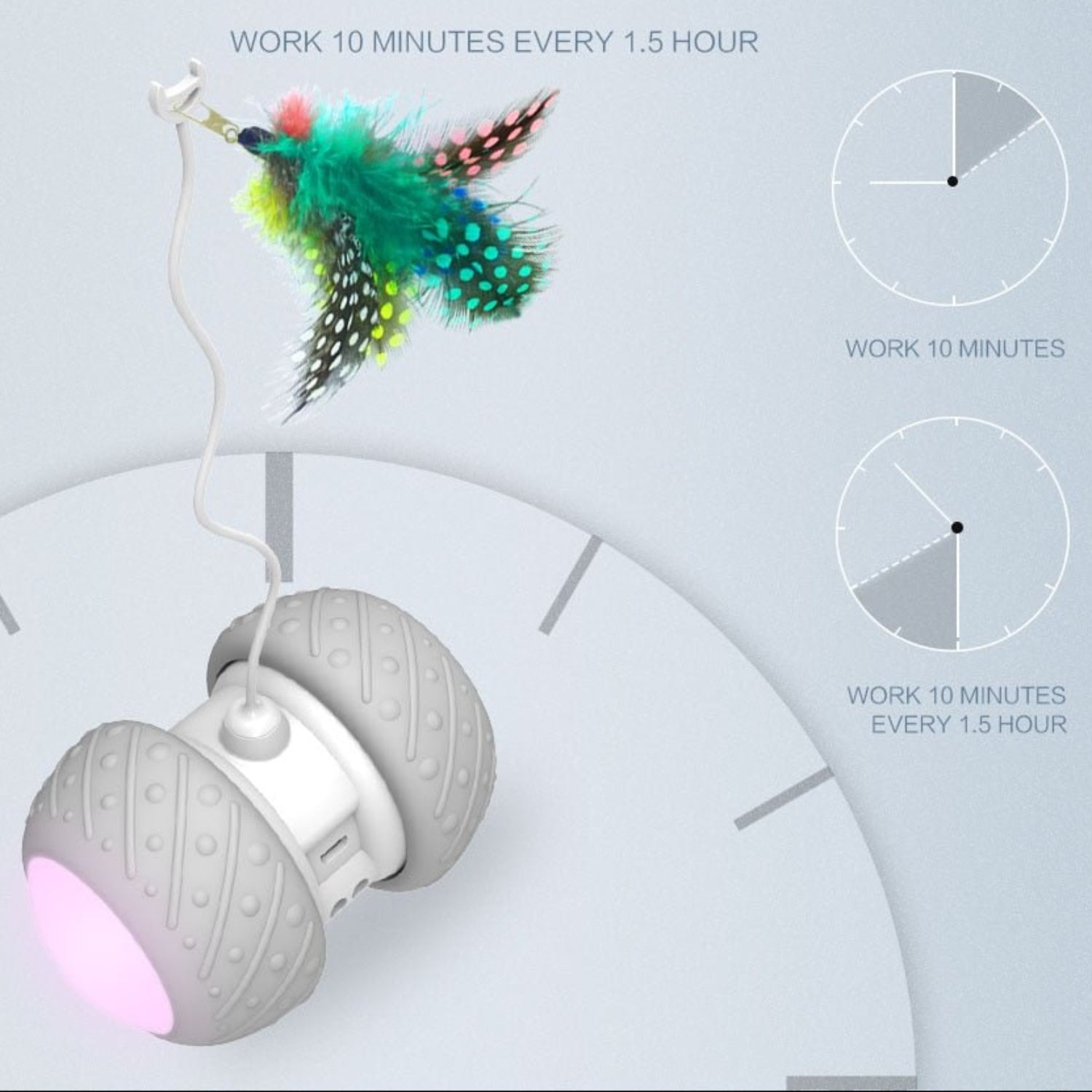 Smart Interactive Rotating Funny Game Cat Toy LED Light - Feather Ball - Best Buddy Store